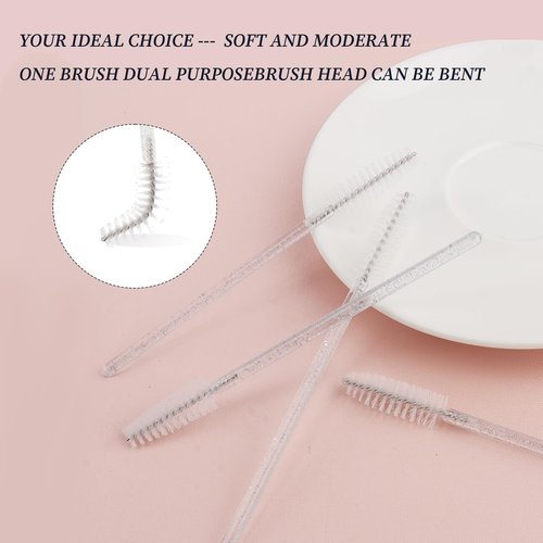 500PCS Disposable Eyelash Brushes - Upgraded Mascara Wands & Makeup Applicators Kit for Eyelash Extensions Makeup and Eyebrow Grooming(White)