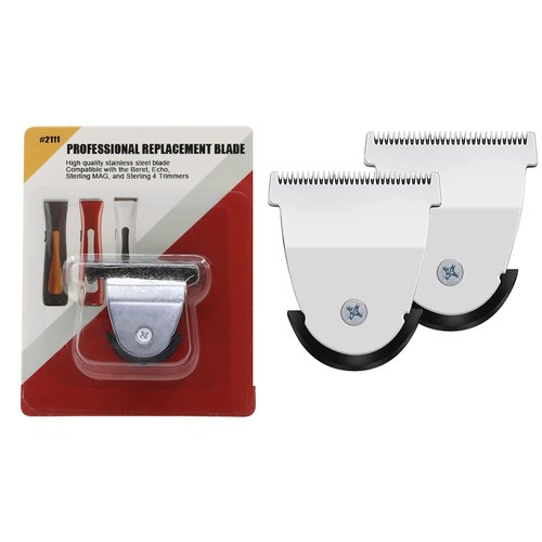 Mag Timmer Blade Replacement - 2111 Blades for Wahl Sterling Mag Trimmers | Silver | 2-Pack