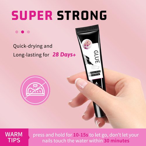 3PCS Semi Solid Nail Glue, Super Strong & Quick Drying Glue for Press On Nails, No UV Lamp Needed, Long Lasting for Acrylic & Fake Nails (15g x3)
