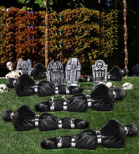 Halloween Decoration Set - 6 Spooky Props with Hanging Ghosts & Accessories, 5FT Outdoor Indoor Decor