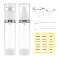 Rusikia Acrylic Travel Bottles for Toiletries with Label 1.7 Oz 50ml Empty Refillable Leakproof Travel Bottles Lotion Dispenser for Hand Cream Liquids Makeup Skincare - 2Pack