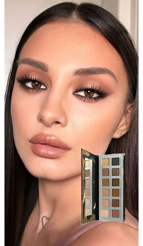 Skiennix Natural Nudes Eyeshadow Palette - Warm Taupe & Dark Brown Matte, Shimmer, Metallic | Travel-Friendly, Long-Lasting Compact for Everyday Looks