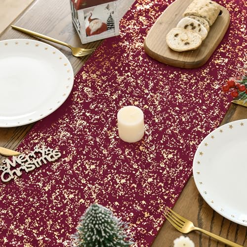 Burgundy Dutch Fleece Table Runner 13x90 Inch Holiday Kitchen Dining Decor