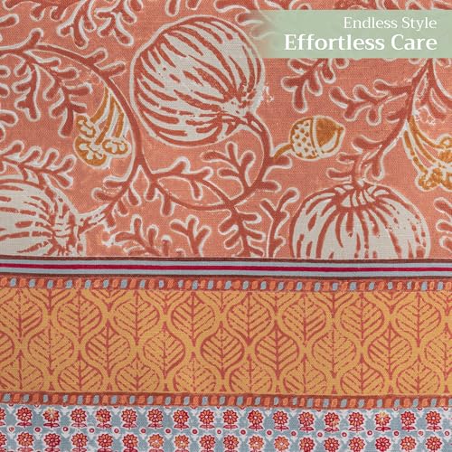 Harvest Festival Cotton Table Runner 14.5x72 Inches - Double Layer, Autumn Decor
