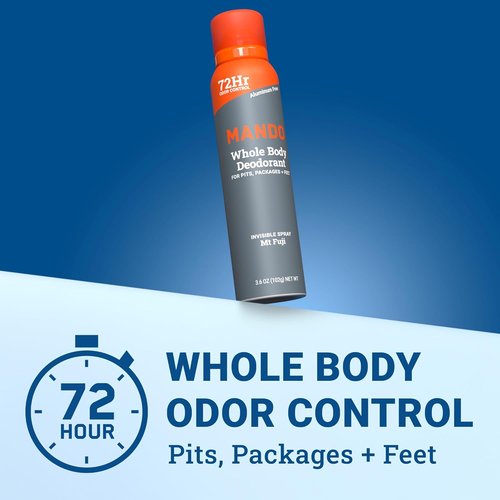 Mando Whole Body Deodorant For Men - Invisible Spray - 72-Hour Odor Control - Aluminum & Benzene Free - 3.6 oz Cans (Pack of 2) - Mt Fuji