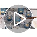 Blue Ribbed Votive Candle Holders Set - 20 Pcs, Assorted Sizes, Wedding & Party Decor Variation of Blue / 20