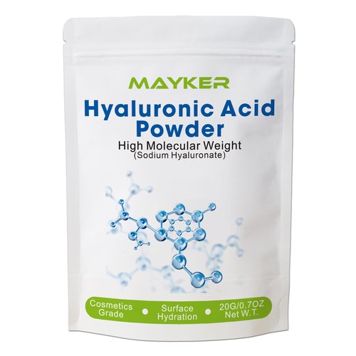 MAYKER Pure Hyaluronic Acid Powder 0.7 oz | High Molecular Weight, Cosmetic Grade | To Make 45+ oz Hydrating Serums For Skin Hydration, Clear, Gel-like Texture | No fillers, No Additives