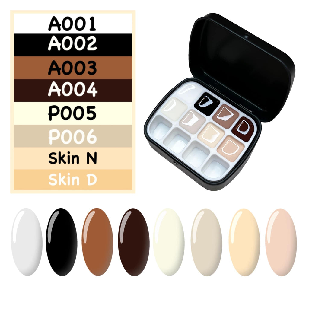 YJMyujimi Advanced Painting Gel for Nail Art,8 colour kit with 2 palette(12 divsions),Non wipe,Manicure Professional Nail Salon DIY at Home Gift (Set A)