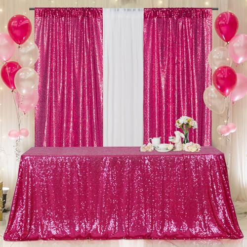 Hot Pink Sequin Tablecloth 90x156 Inch Rectangle Sparkly Fabric for Weddings & Parties - Variation of THIS listing