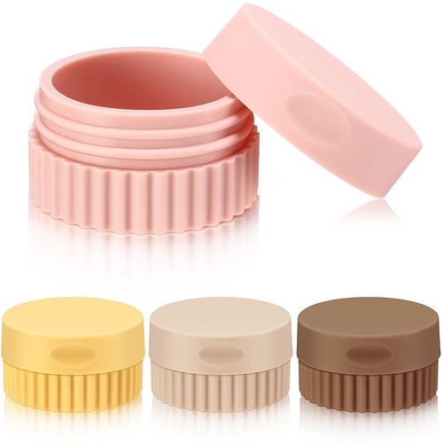 Maxcheck 4 Pcs Travel Containers for Toiletries 0.68 Oz/20 ml Small Silicone Cream Jar with Lid Mini Leakproof Lotion Jar Refillable Travel Cosmetic Container for Face Body Skin Cream (Classic Color)