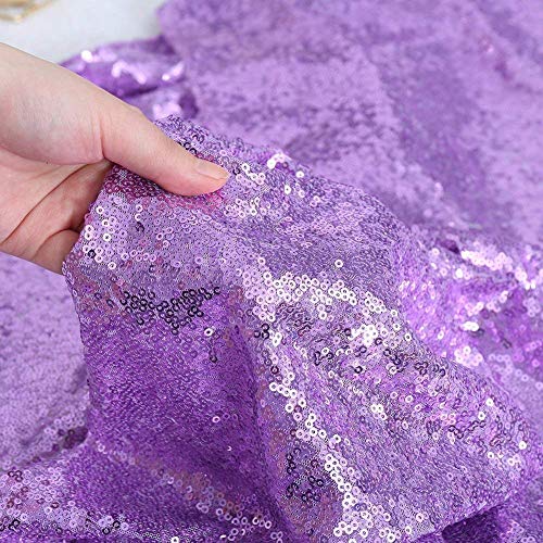 Lavender Sequin Tablecloth 90x132 Inch Rectangle Party Table Cover - Seamless & Glittering