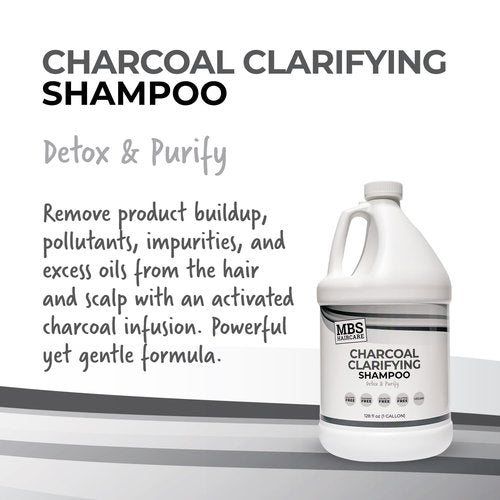 MBS Haircare Professional Charcoal Clarifying Shampoo, 1 Gallon – Sulfate-Free, Paraben-Free, Vegan – Color Safe Deep Cleansing Formula