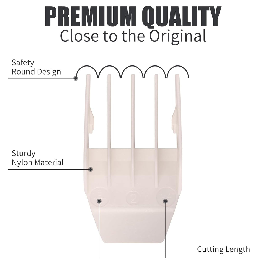 Wahl Peanut Clipper Guards Set - Professional Replacement Guides | 1/8" to 1/2", 4-Piece, White