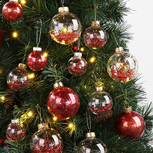 30PCS Red & Clear Shatterproof Christmas Tree Ornaments 2'' Holiday Decor Set - Variation: Red #01 / 1.97"