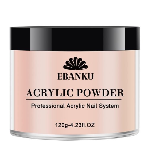 Nude Acrylic Powder, EBANKU 120g/4.23oz Nail Acrylic Powder Large Capacity Professional Acrylic Nail Powder for Nail Extension, Nail Carving, Long-Lasting, No Nail Lamp Needed