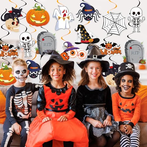 Halloween Hanging Swirl Decorations with Pumpkin Ghost Bat - Santa Claus Variation - 40 Pieces