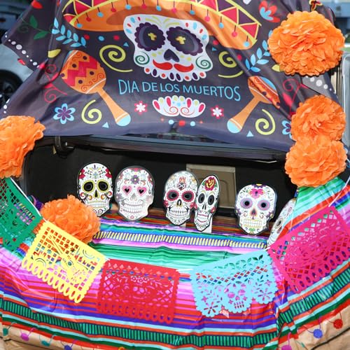 Halloween Car Decorations Kit for Trunk or Treat - Day of The Dead Theme - 23 Pieces