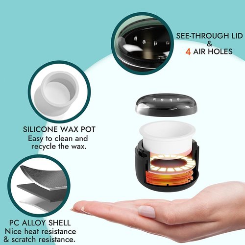 FONESO Nose Wax Kit, Mini Wax Warmer for Eyebrow Ear Hair Removal with Silicone Bowl, 100g Beads, 10 Sticks, Fast Heat, Smart Constant Temp, Portable Waxer Melter Machine Kit for Face Waxing