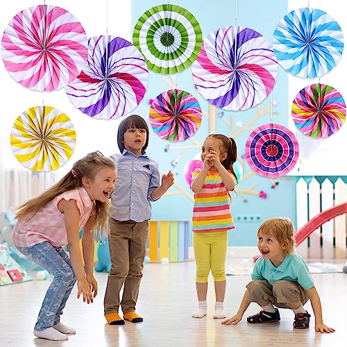 Candy Themed Hanging Paper Fans - 27 Piece Party Decorations - Classic Variation