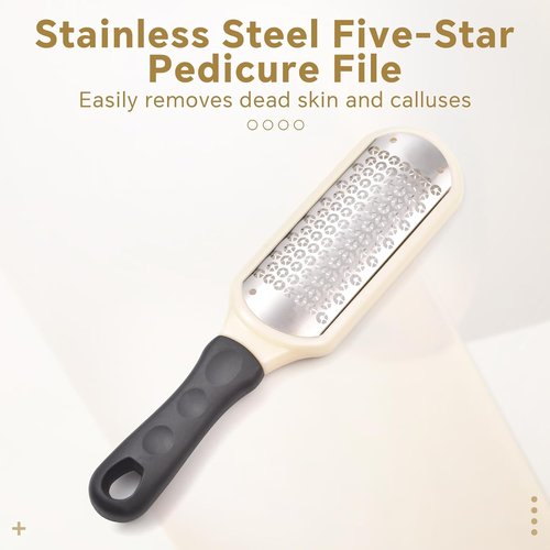 Skiennix Stainless Steel Foot File - Highly Effective Hard Skin Remover for Wet & Dry Feet | White