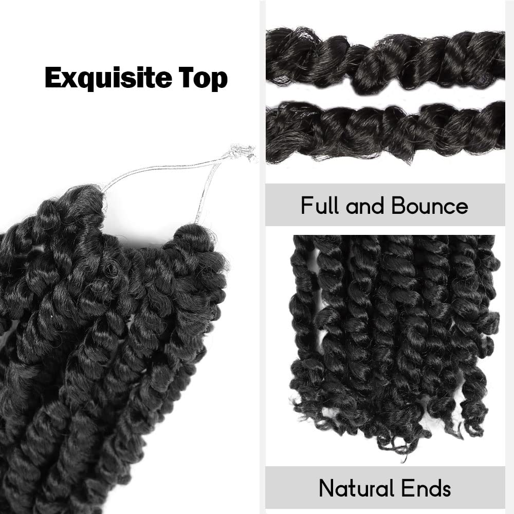 WUDAS Long Passion Twist Hair 30 Inch Pre-twisted Crochet Hair Natural Black Pre-looped Synthetic Crochet Braids (8 Packs,1B)