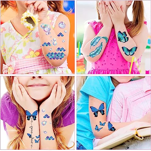 Butterfly Style Glitter Temporary Tattoos for Women and Girls – 12 Sheets, Face & Body Decor