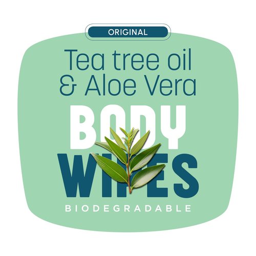 Bar-D Cleansing Face & Body Wipes - Biodegradable Shower Wipes with Tea Tree Oil & Aloe Vera | 20 Count Box