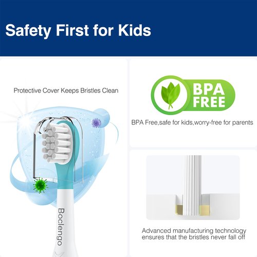 Boclengo Kids Replacement Heads for Philips Sonicare Kids Toothbrush Heads, for Phillips Sonic Care Kid Small Brush HX6032/94, HX6340,Soft Compact Brush Head for 3-7 Child,6 Pcs Blue