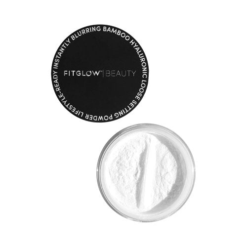 Fitglow Beauty Bamboo Hyaluronic Loose Setting Powder - Translucent Vegan & Organic | Weightless Finish, Pore Blurring | 0.32 oz / 9g