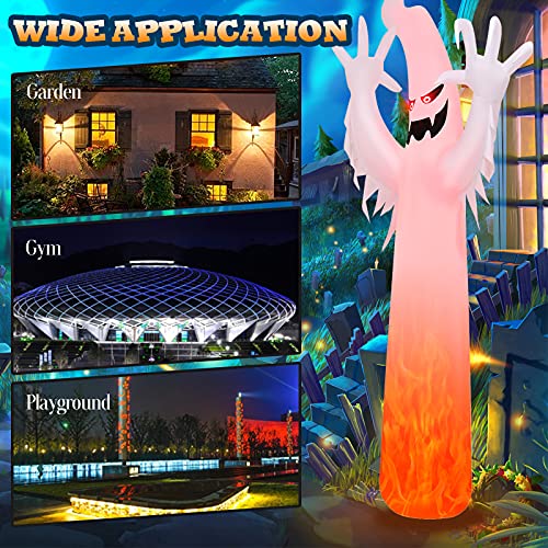 12 Ft Halloween Inflatable Ghost with Rotating Flame LED Lights Garden Decor