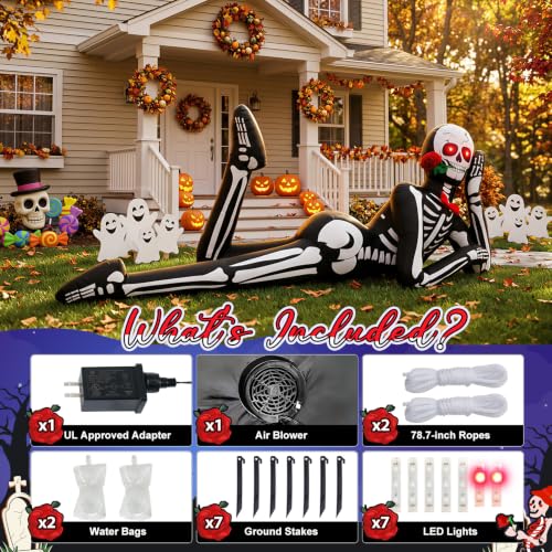 12FT Halloween Inflatable Skeleton with LED Lights Outdoor Decoration