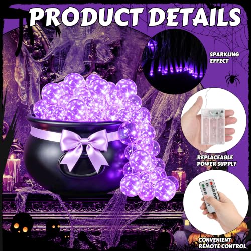 Halloween Witches Cauldron Decorations Set - Purple Bubbling DIY Prop for Indoor Outdoor Parties