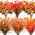 Fall Artificial Flower Bundles - UV Resistant Faux Mums Eucalyptus for Outdoor & Indoor Decor - Fall A