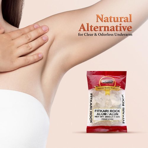 HEMANI White Alum Crystal Rock / Potassium / Phitkari I 100% Fitkari - Natural Piedra de Alumbre Alum Stone - 200g (7.05 oz) - Used for Cooking, Pickling, Removes the silt & mud in water - Helps with razor burn - Natural Skin Protectant