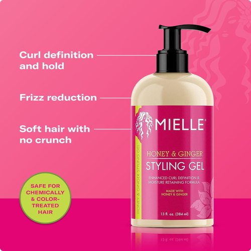 Mielle Organics Honey & Ginger Hair Gel - Enhance Curl Definition & Reduce Frizz - Nourishing Aloe & Babassu Oil (13 Fl Oz)