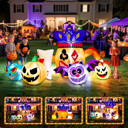 Halloween Inflatable Decorations Clowns Pumpkin Outdoor Indoor with LED - Clowns Pumpkin Variation
