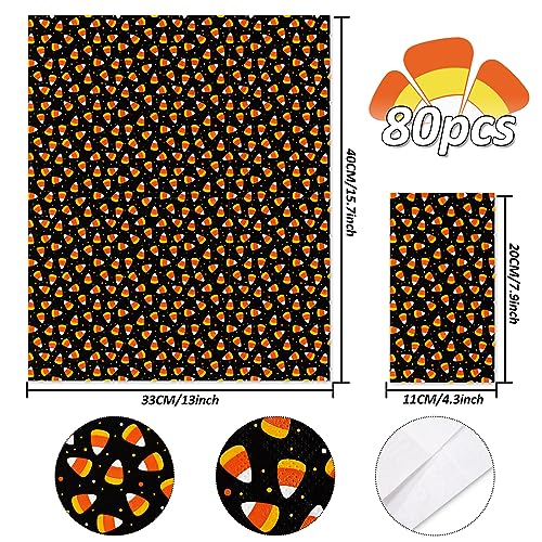 Halloween Guest Napkins 4.3x7.8 Inch Candy Corn Design - 80 Pack