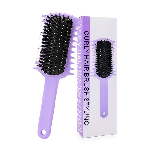 Skiennix Curly Hair Brush - Volume Curl Defining Tool for Easy Detangling & Styling | Purple