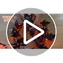 Halloween Black Maple Garland with Lights - 48 LED Orange & Warm White Fairy Lights, Timer, Indoor & Outdoor Decorations - Black Maple Leaves