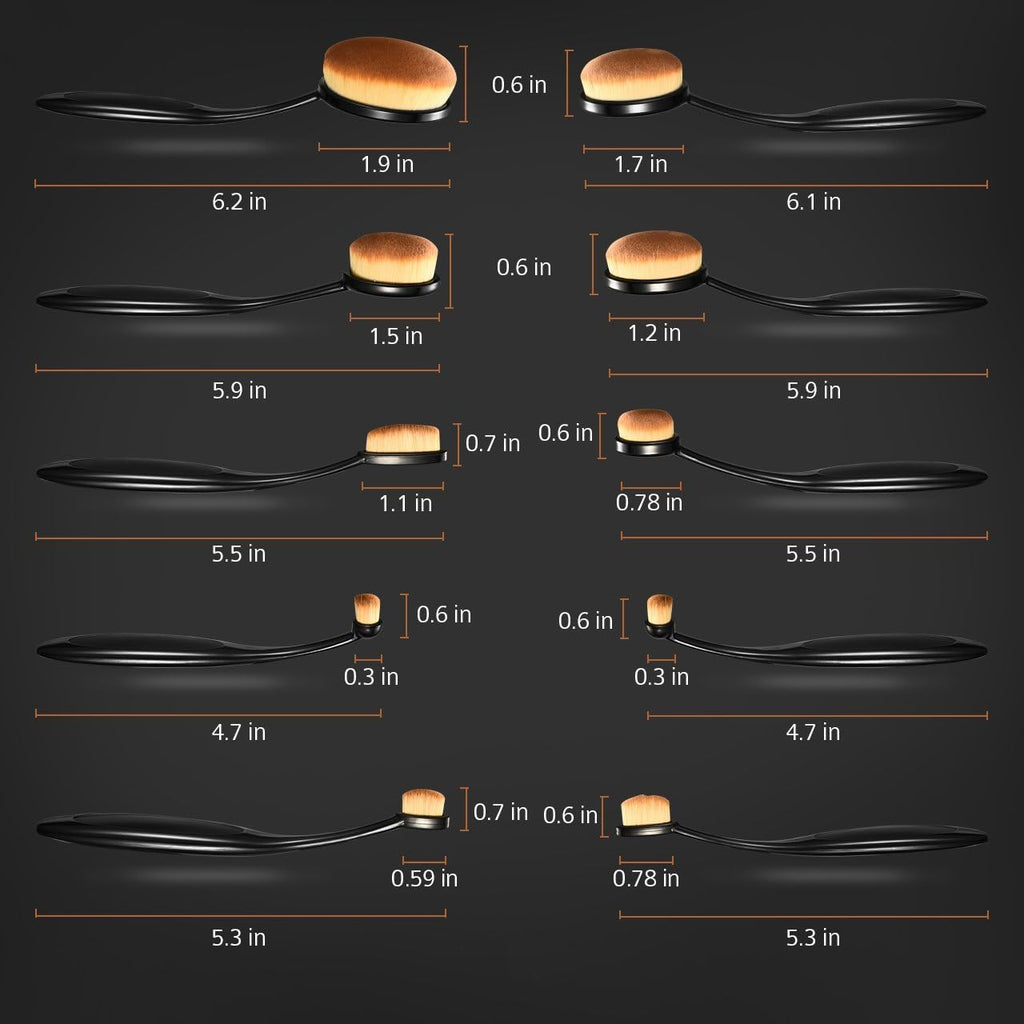 Yoseng Oval Makeup Brushes Set 10 Pcs Professional Oval Toothbrush Foundation Contour Concealer Eyeliner Blending Cosmetic Brushes Tool Set-With Box,Practical White Elephant Gift for Girls Women