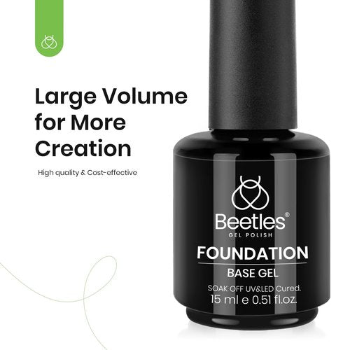 Beetles 3Pcs 15ml Builder Nail Gel with No Wipe Top Coat Gel Nail Polish and Base Coat Set for Nails Shine Finish and Long Lasting Nail Protection UV/LED Lamp Needed Gifts for Women