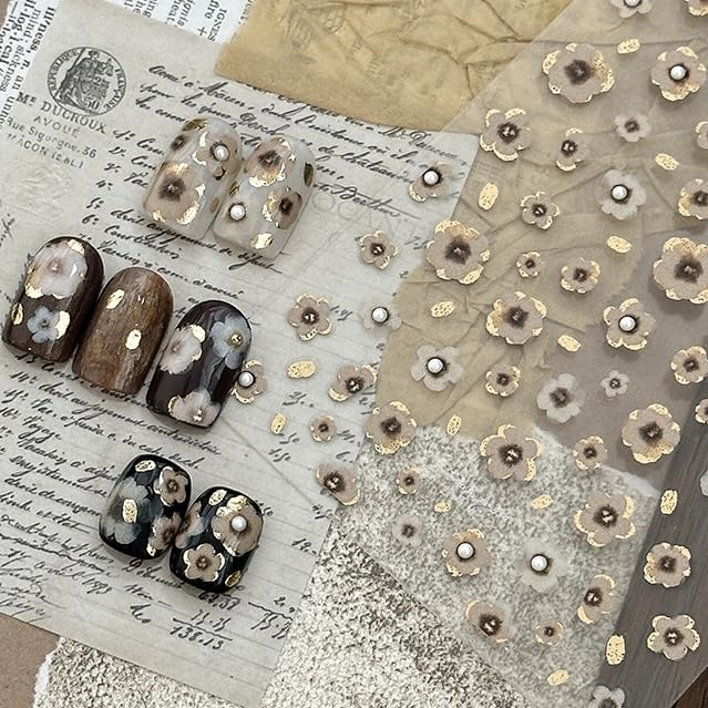 Nail Art Stickers 3D Embossed Self-Adhesive for DIY Nails - Leopard Bloom