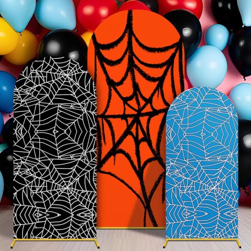 Spider Web Arch Backdrop Cover - Stretchy Party Decor 4Ft, 5Ft, 6Ft - Variation of Spider