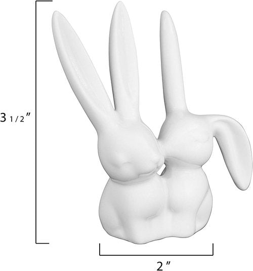 Creative Co-Op Ceramic Bunny Rabbits Ring Holder - Charming Jewelry Organizer | Perfect Gift Idea