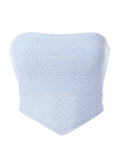 Design by Olivia Women's Eyelet Crochet Tube Crop Top Bohemian Bandana Tube Top Light Blue L