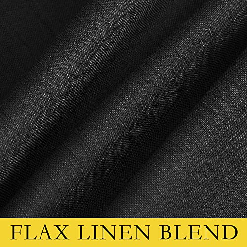 NICETOWN Blackout Linen Look Curtains 62x84 Inches Pack of 2 Black - Thermal & Soundproof Window Drapes for Bedroom & Living Room