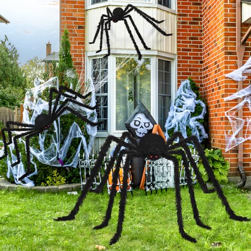 10ft & 5ft Giant Halloween Fake Spiders - Realistic Outdoor Yard Decor