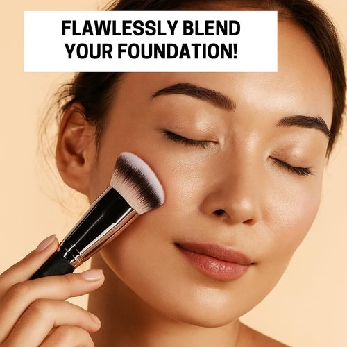 Molly Skin Foundation Makeup Brush and Concealer Brush Duo, Under Eye Concealer Makeup Brush, Angled Cosmetic Brush For Blending, Concealing, Contouring Makeup, 2 Piece Set (106 206)