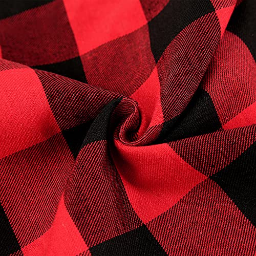 Black Red Plaid Table Runner 13x108 Inch 4-Pack - Christmas Cotton Decor