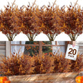 Brown Artificial Fall Flowers Bundles for Outdoor Decorations - 20 Pack
